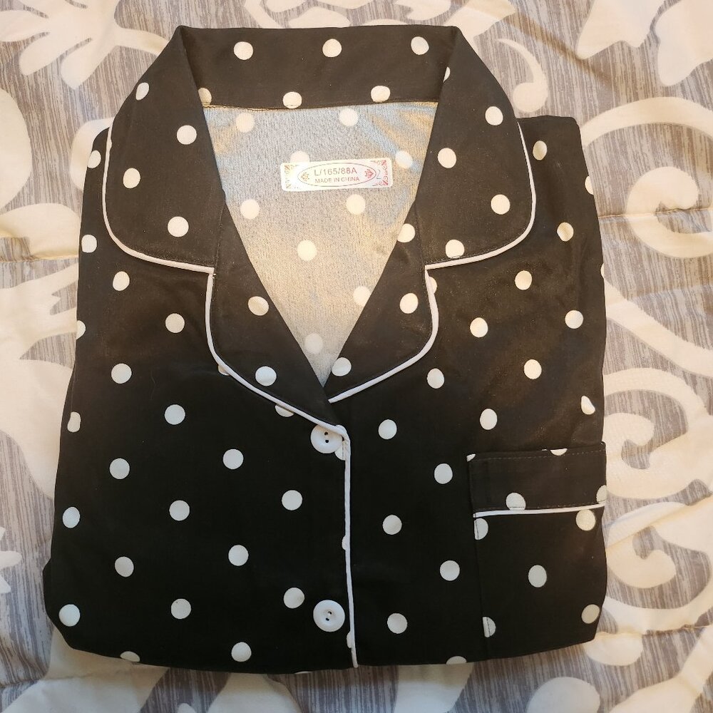 Black and white polkadot PJs
